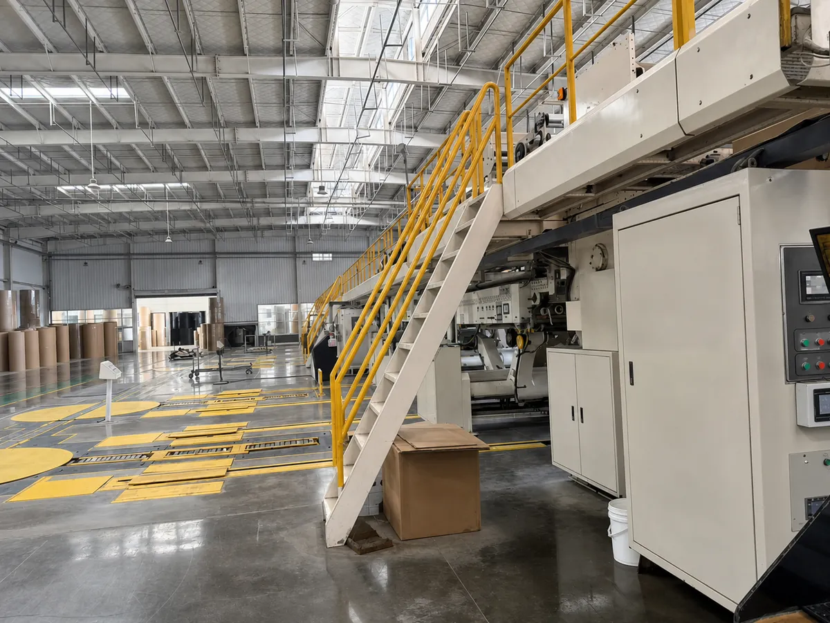 Unbranded corrugated-board production line detail
