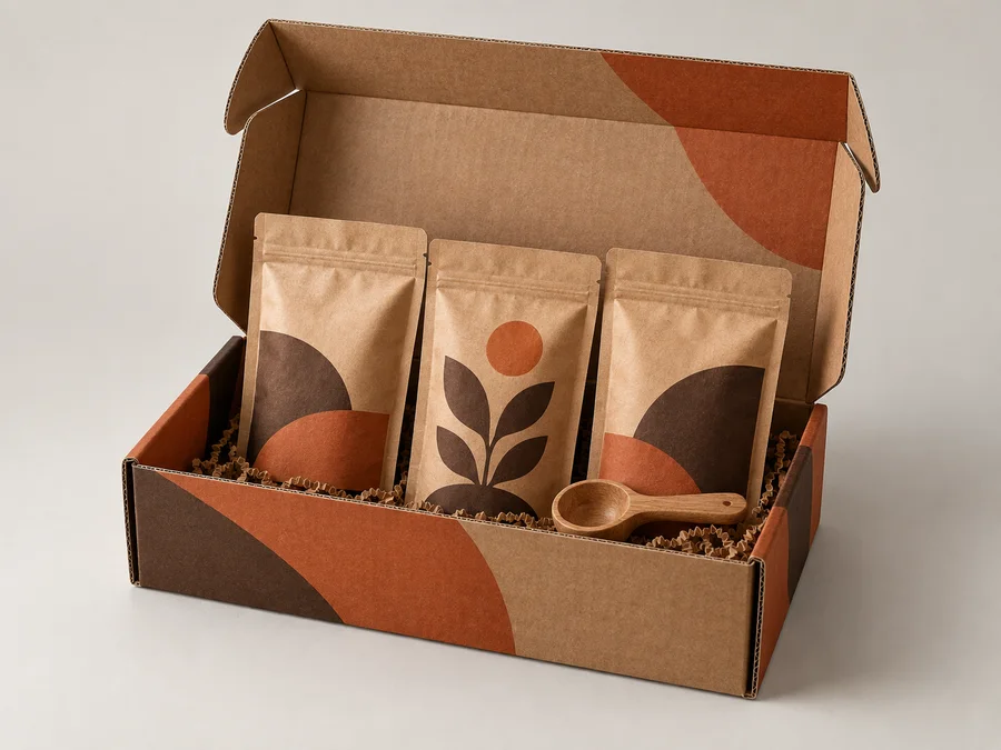 Structural and print visualization of Coffee tasting-set box