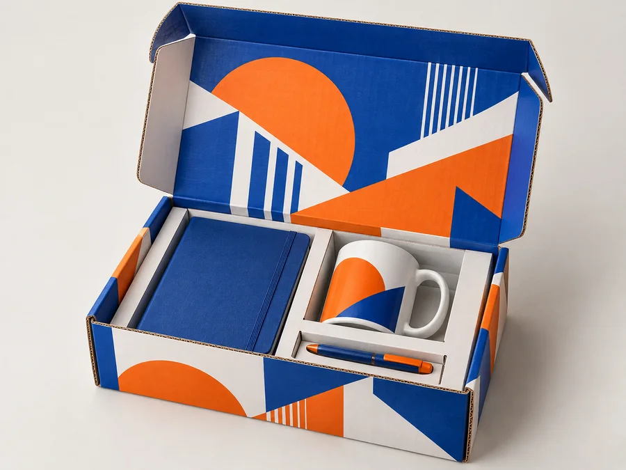 Structural and print visualization of Corporate welcome gift box