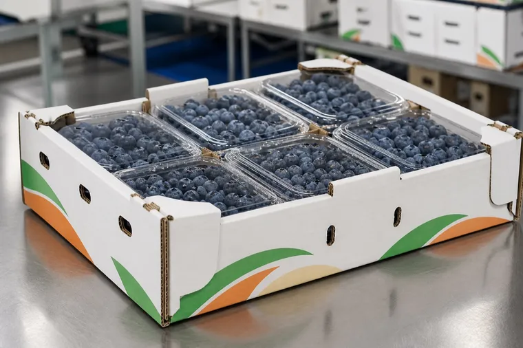Structural visualization: Blueberry punnets in an unbranded blueberry punnet outer tray